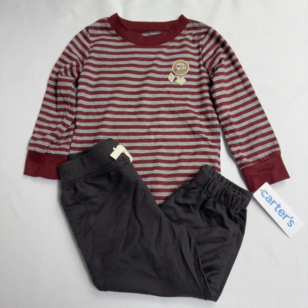 Carter's Striped Long Sleeve Bodysuit & Jogger Set Baby Boy Size 18 Months